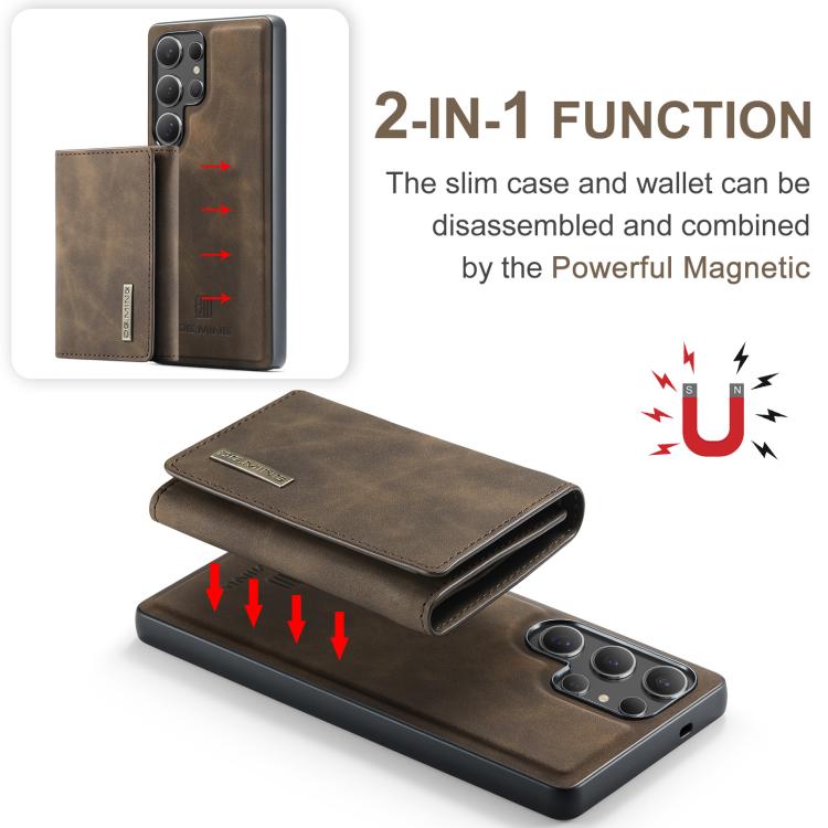 For Samsung Galaxy S25 Ultra 5G DG.MING M1 Series 3-Fold Multi Card Wallet + Magnetic Phone Case