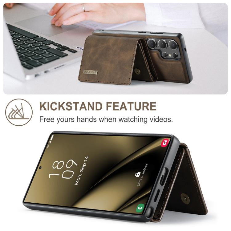 For Samsung Galaxy S25 Ultra 5G DG.MING M1 Series 3-Fold Multi Card Wallet + Magnetic Phone Case