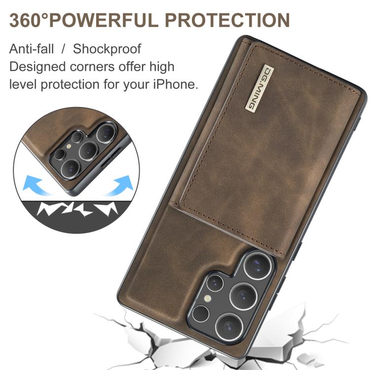 For Samsung Galaxy S25 Ultra 5G DG.MING M1 Series 3-Fold Multi Card Wallet + Magnetic Phone Case