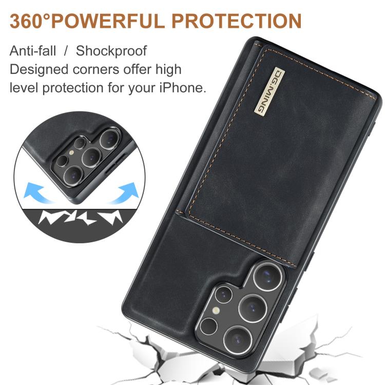 For Samsung Galaxy S25 Ultra 5G DG.MING M1 Series 3-Fold Multi Card Wallet + Magnetic Phone Case