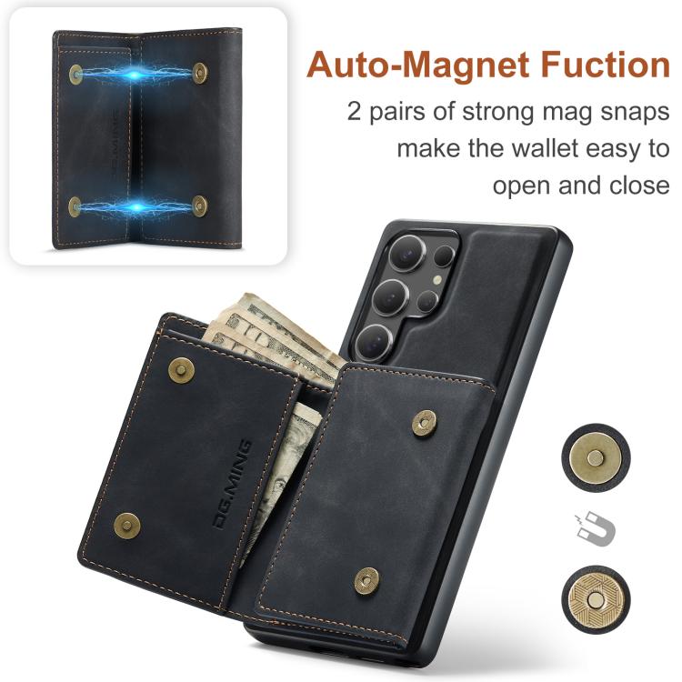 For Samsung Galaxy S25 Ultra 5G DG.MING M1 Series 3-Fold Multi Card Wallet + Magnetic Phone Case