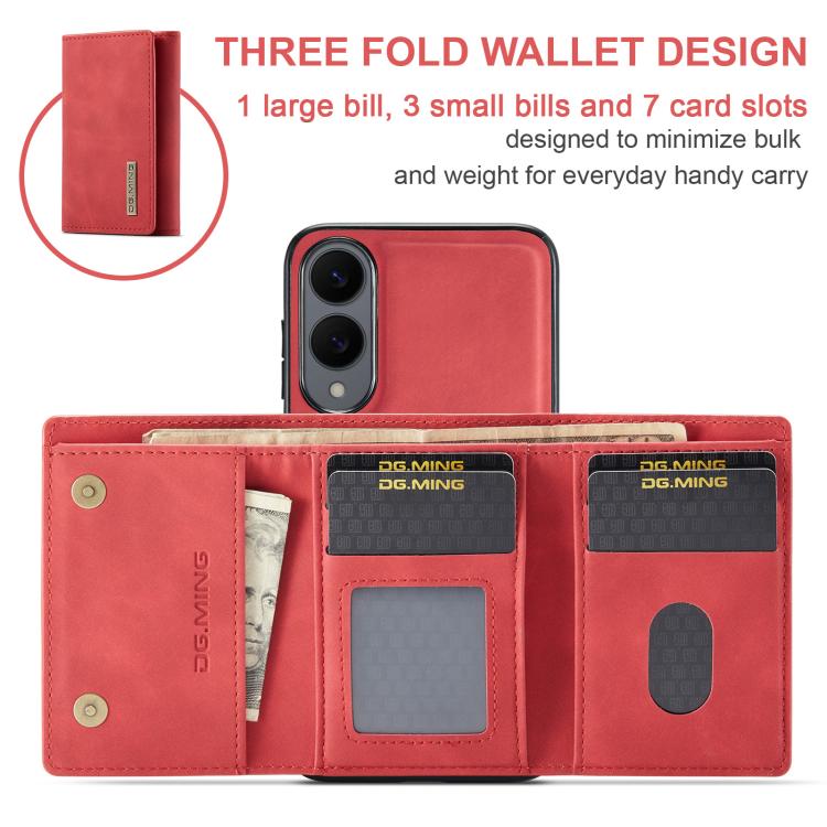 For Samsung Galaxy S25 Edge 5G DG.MING M1 Series 3-Fold Multi Card Wallet + Magnetic Phone Case