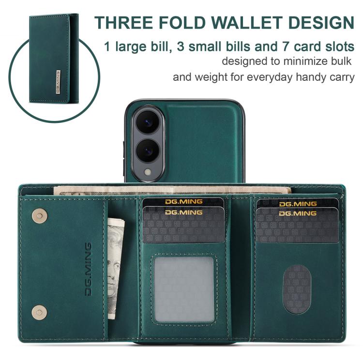 For Samsung Galaxy S25 Edge 5G DG.MING M1 Series 3-Fold Multi Card Wallet + Magnetic Phone Case