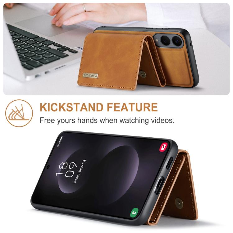 For Samsung Galaxy S25 Edge 5G DG.MING M1 Series 3-Fold Multi Card Wallet + Magnetic Phone Case