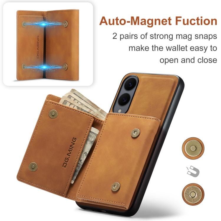 For Samsung Galaxy S25 Edge 5G DG.MING M1 Series 3-Fold Multi Card Wallet + Magnetic Phone Case
