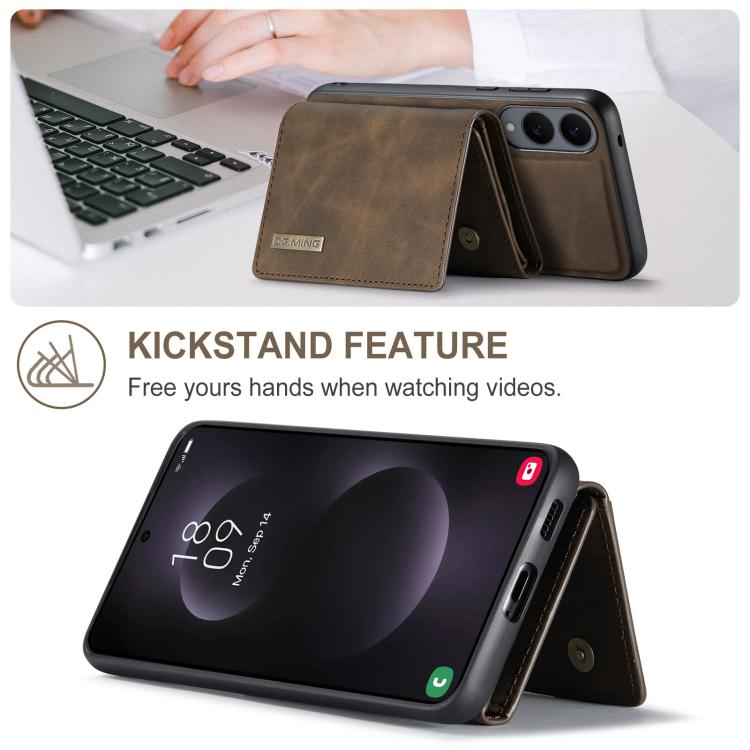 For Samsung Galaxy S25 Edge 5G DG.MING M1 Series 3-Fold Multi Card Wallet + Magnetic Phone Case