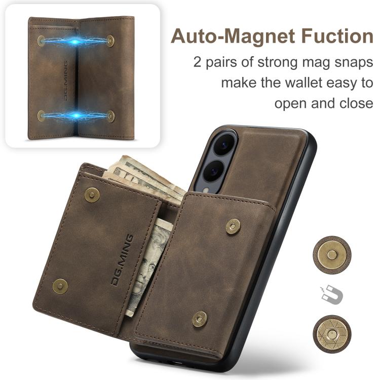 For Samsung Galaxy S25 Edge 5G DG.MING M1 Series 3-Fold Multi Card Wallet + Magnetic Phone Case