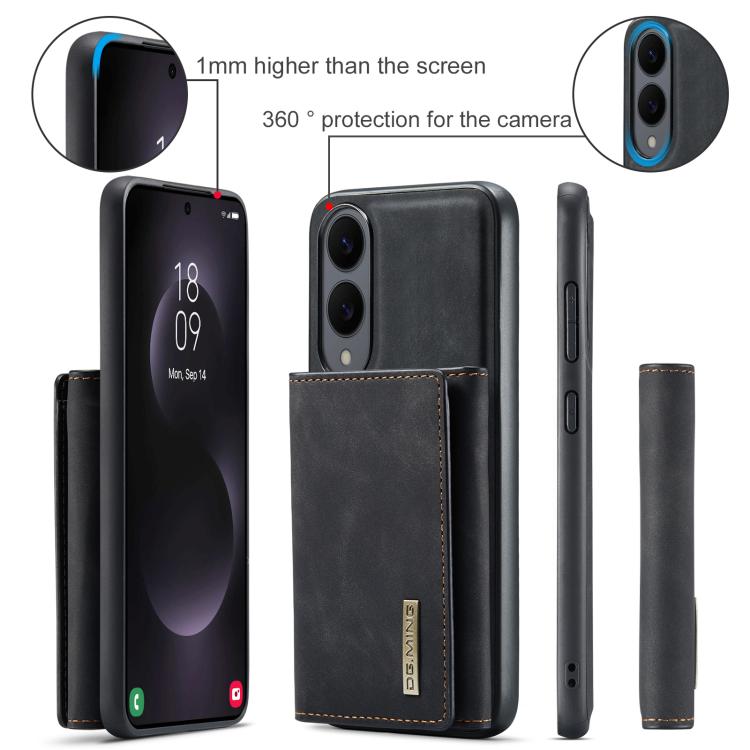 For Samsung Galaxy S25 Edge 5G DG.MING M1 Series 3-Fold Multi Card Wallet + Magnetic Phone Case