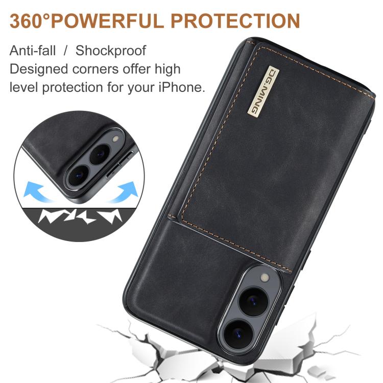 For Samsung Galaxy S25 Edge 5G DG.MING M1 Series 3-Fold Multi Card Wallet + Magnetic Phone Case