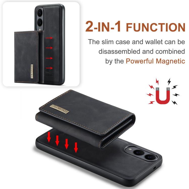 For Samsung Galaxy S25 Edge 5G DG.MING M1 Series 3-Fold Multi Card Wallet + Magnetic Phone Case