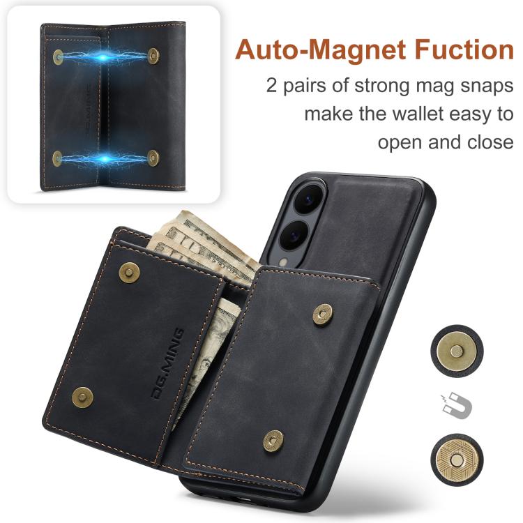 For Samsung Galaxy S25 Edge 5G DG.MING M1 Series 3-Fold Multi Card Wallet + Magnetic Phone Case