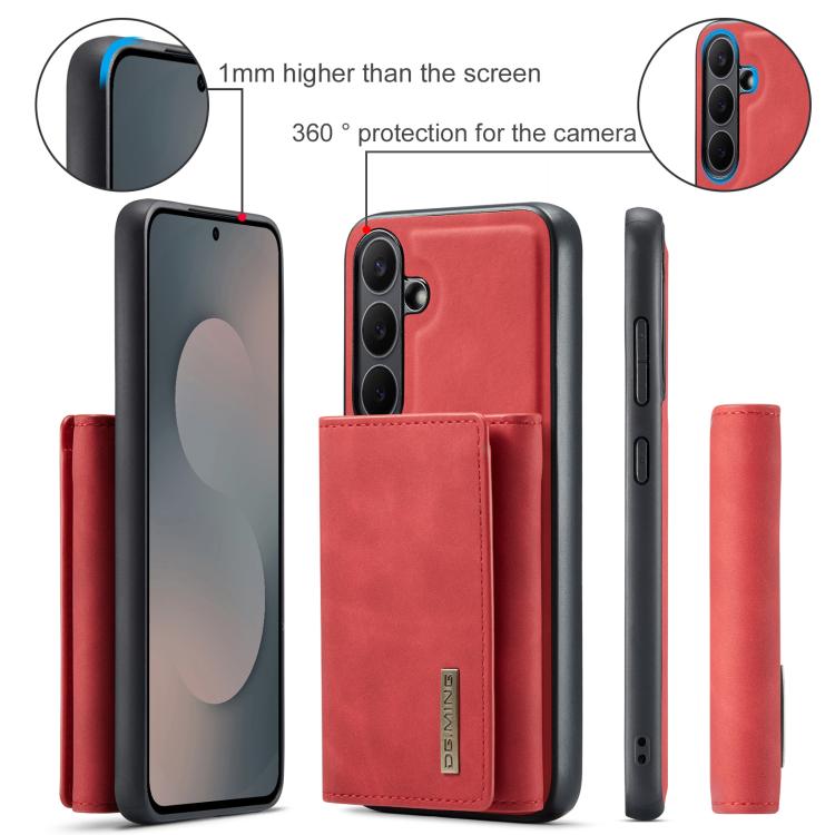 For Samsung Galaxy S25 FE 5G DG.MING M1 Series 3-Fold Multi Card Wallet + Magnetic Phone Case