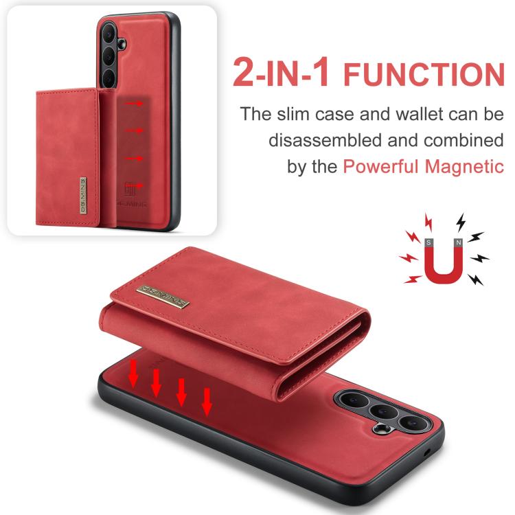 For Samsung Galaxy S25 FE 5G DG.MING M1 Series 3-Fold Multi Card Wallet + Magnetic Phone Case