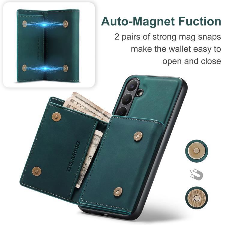 For Samsung Galaxy S25 FE 5G DG.MING M1 Series 3-Fold Multi Card Wallet + Magnetic Phone Case