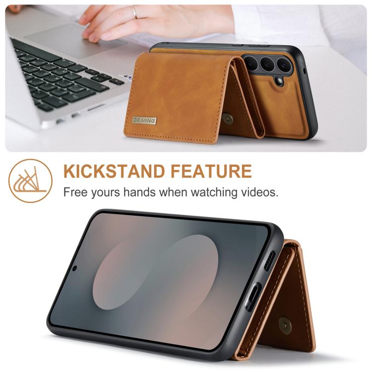 For Samsung Galaxy S25 FE 5G DG.MING M1 Series 3-Fold Multi Card Wallet + Magnetic Phone Case