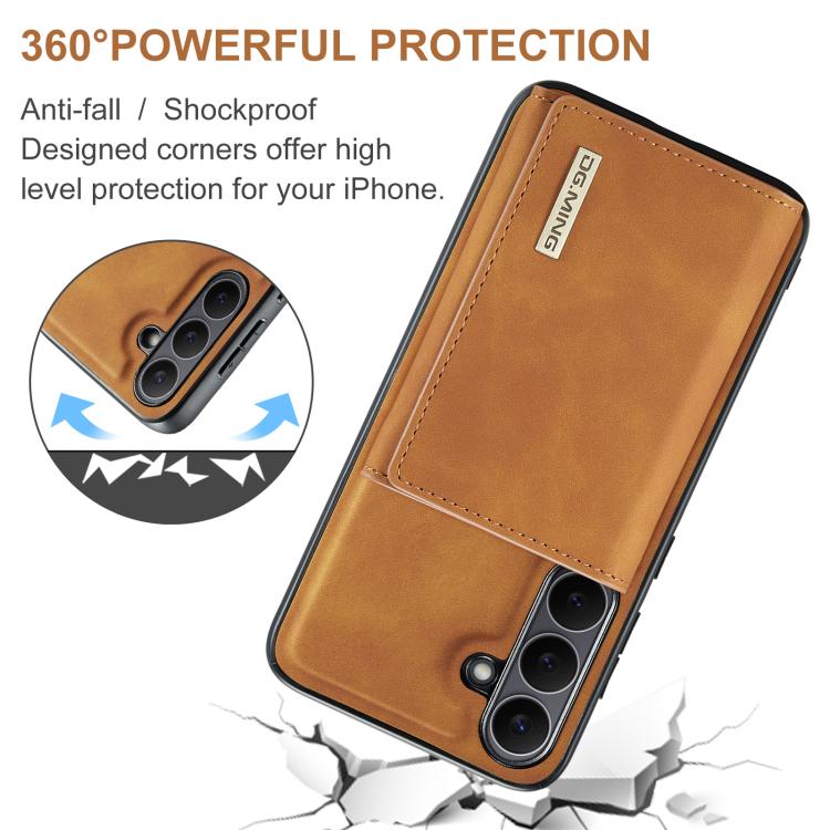 For Samsung Galaxy S25 FE 5G DG.MING M1 Series 3-Fold Multi Card Wallet + Magnetic Phone Case