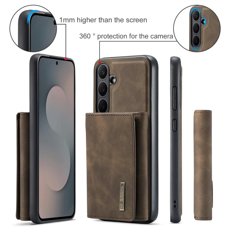 For Samsung Galaxy S25 FE 5G DG.MING M1 Series 3-Fold Multi Card Wallet + Magnetic Phone Case