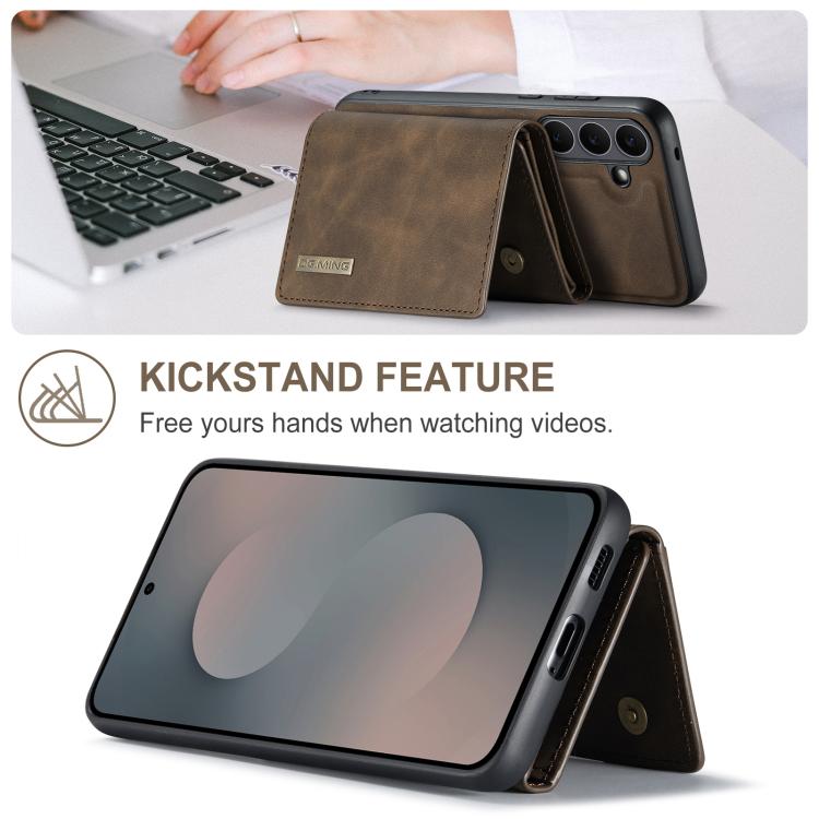 For Samsung Galaxy S25 FE 5G DG.MING M1 Series 3-Fold Multi Card Wallet + Magnetic Phone Case