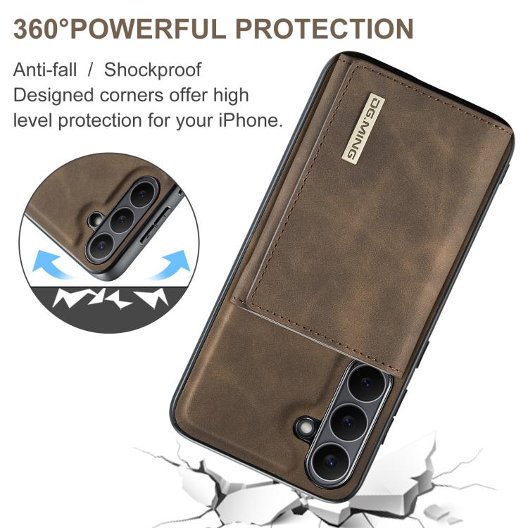 For Samsung Galaxy S25 FE 5G DG.MING M1 Series 3-Fold Multi Card Wallet + Magnetic Phone Case