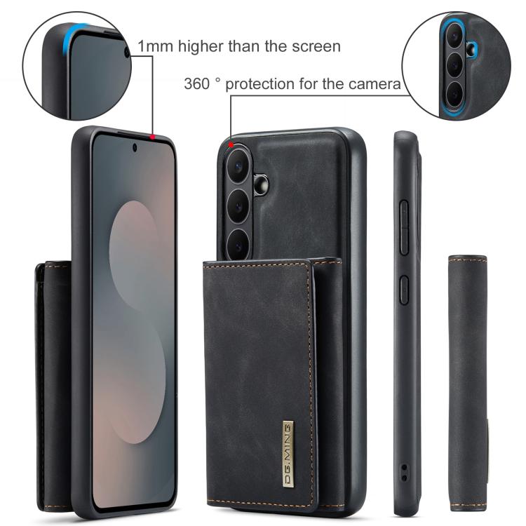 For Samsung Galaxy S25 FE 5G DG.MING M1 Series 3-Fold Multi Card Wallet + Magnetic Phone Case