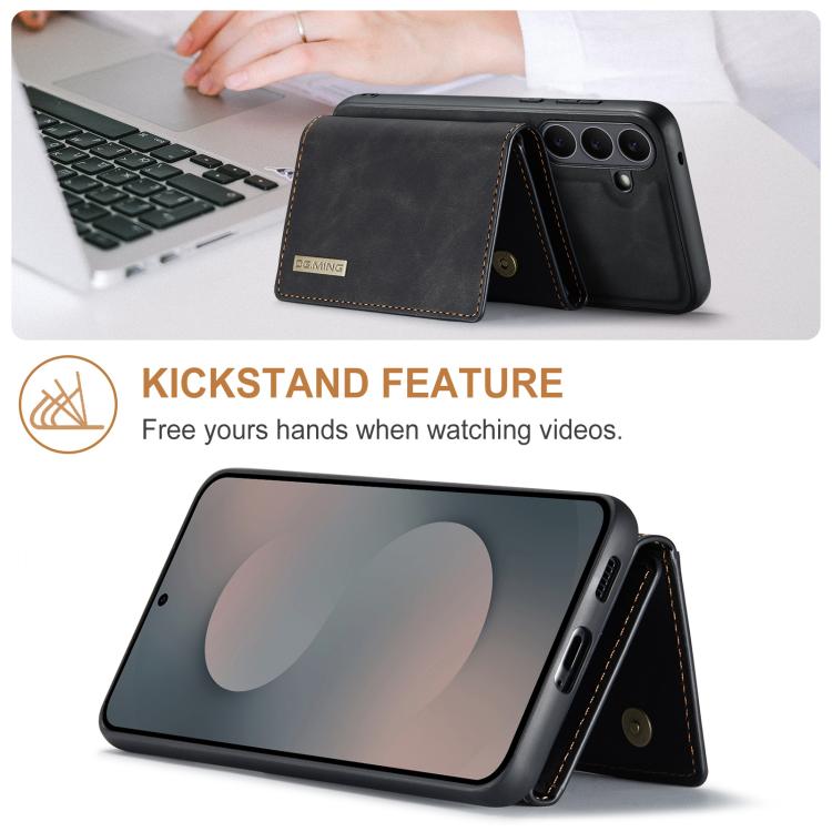For Samsung Galaxy S25 FE 5G DG.MING M1 Series 3-Fold Multi Card Wallet + Magnetic Phone Case
