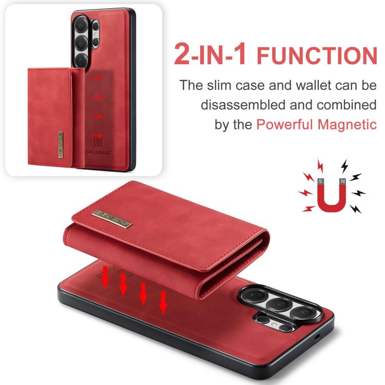 For Samsung Galaxy S26 Ultra 5G DG.MING M1 Series 3-Fold Multi Card Wallet + Magnetic Phone Case