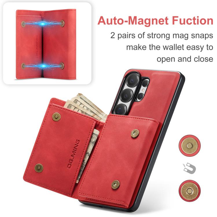 For Samsung Galaxy S26 Ultra 5G DG.MING M1 Series 3-Fold Multi Card Wallet + Magnetic Phone Case