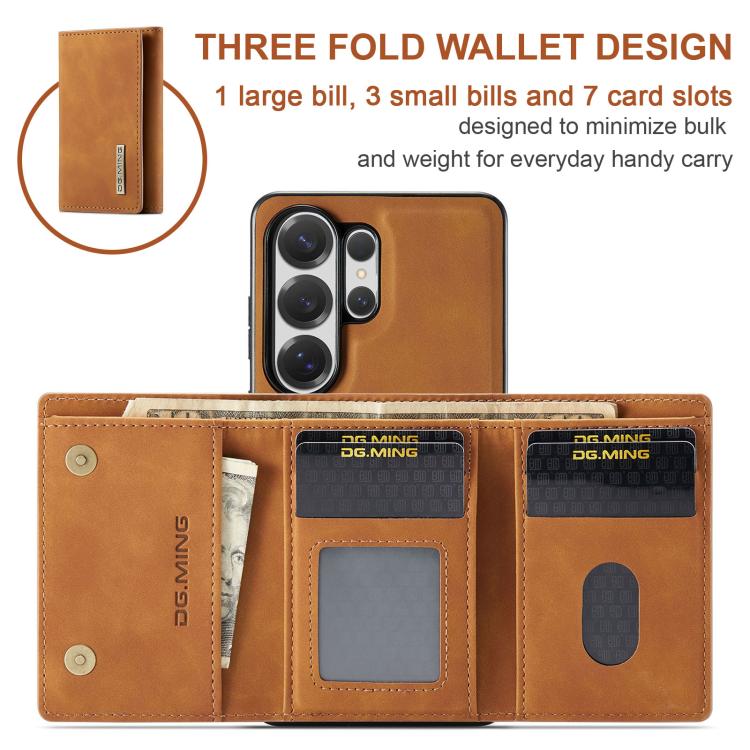 For Samsung Galaxy S26 Ultra 5G DG.MING M1 Series 3-Fold Multi Card Wallet + Magnetic Phone Case