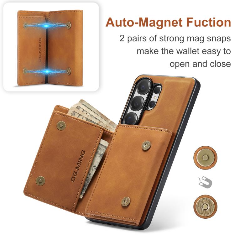 For Samsung Galaxy S26 Ultra 5G DG.MING M1 Series 3-Fold Multi Card Wallet + Magnetic Phone Case