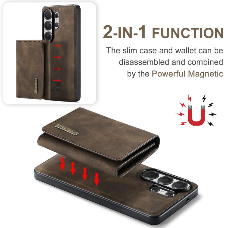 For Samsung Galaxy S26 Ultra 5G DG.MING M1 Series 3-Fold Multi Card Wallet + Magnetic Phone Case