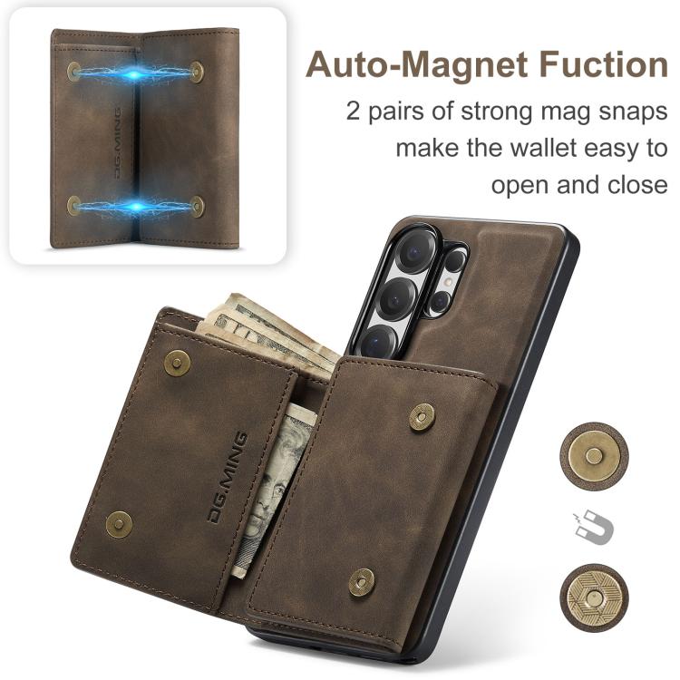 For Samsung Galaxy S26 Ultra 5G DG.MING M1 Series 3-Fold Multi Card Wallet + Magnetic Phone Case