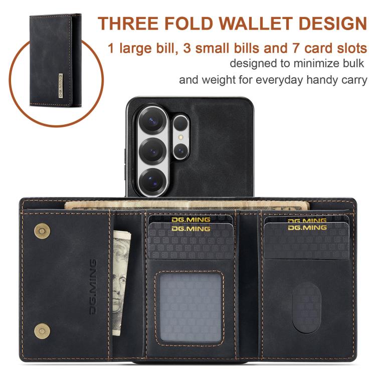 For Samsung Galaxy S26 Ultra 5G DG.MING M1 Series 3-Fold Multi Card Wallet + Magnetic Phone Case