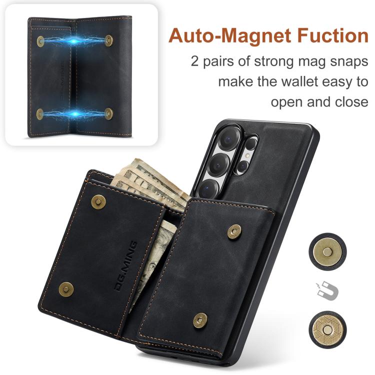 For Samsung Galaxy S26 Ultra 5G DG.MING M1 Series 3-Fold Multi Card Wallet + Magnetic Phone Case