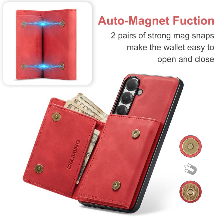 For Samsung Galaxy S26 5G DG.MING M1 Series 3-Fold Multi Card Wallet + Magnetic Phone Case