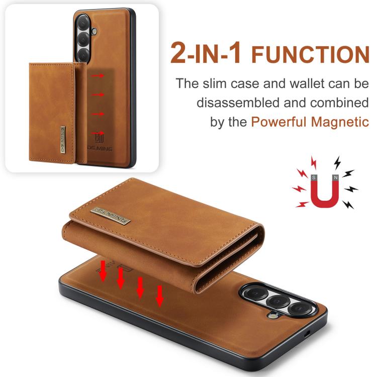 For Samsung Galaxy S26 5G DG.MING M1 Series 3-Fold Multi Card Wallet + Magnetic Phone Case