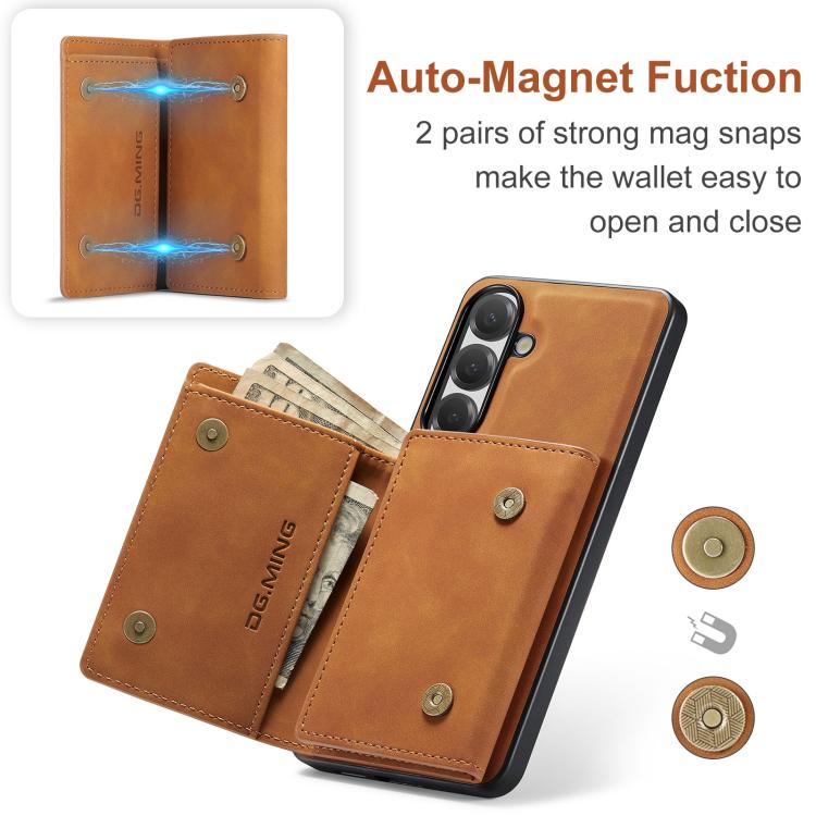 For Samsung Galaxy S26 5G DG.MING M1 Series 3-Fold Multi Card Wallet + Magnetic Phone Case
