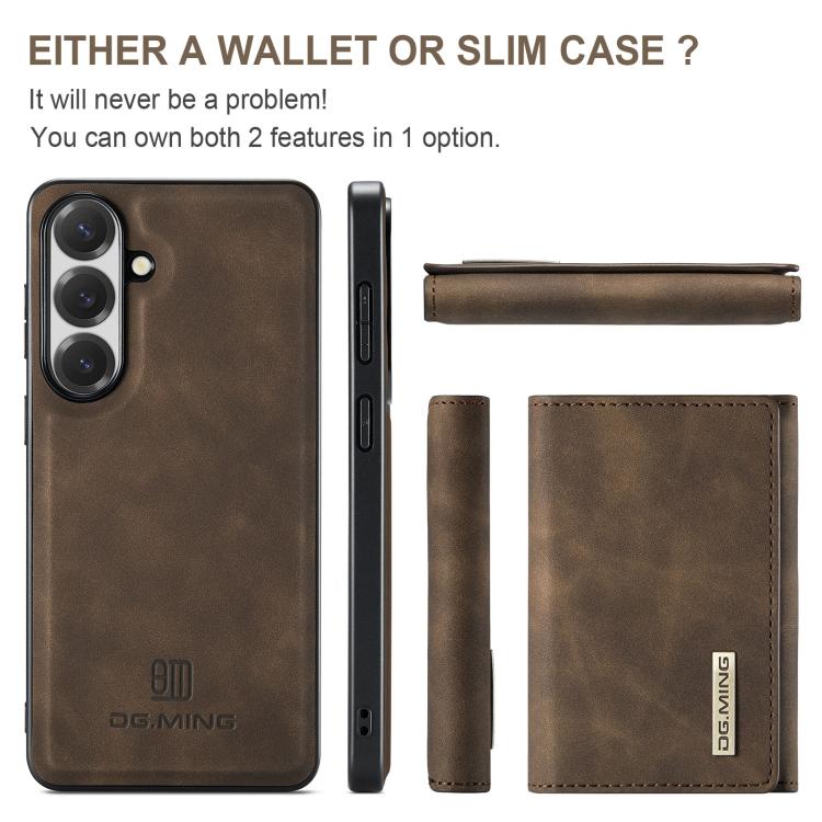 For Samsung Galaxy S26 5G DG.MING M1 Series 3-Fold Multi Card Wallet + Magnetic Phone Case