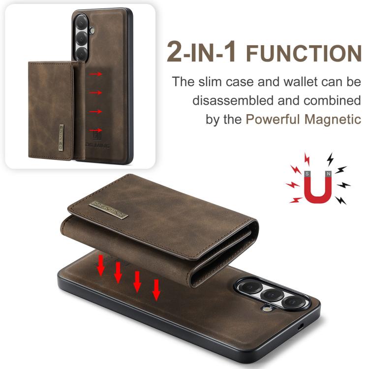 For Samsung Galaxy S26 5G DG.MING M1 Series 3-Fold Multi Card Wallet + Magnetic Phone Case