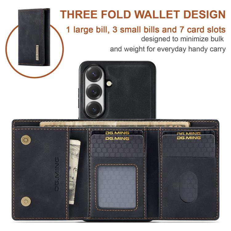 For Samsung Galaxy S26 5G DG.MING M1 Series 3-Fold Multi Card Wallet + Magnetic Phone Case