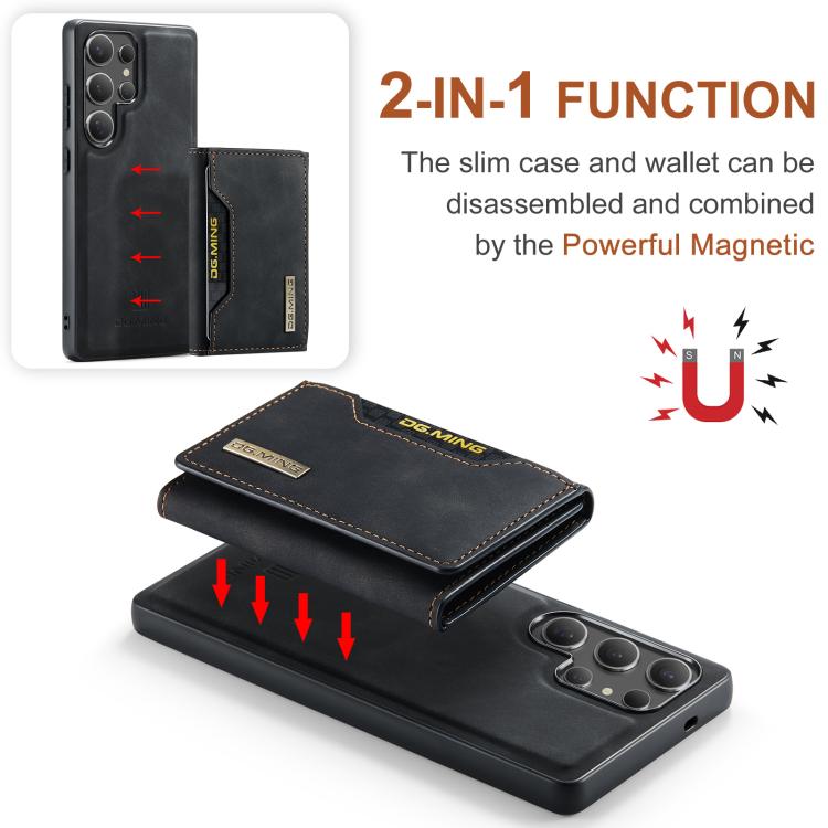 For Samsung Galaxy S25 Ultra 5G DG.MING M2 Series 3-Fold Multi Card Bag + Magnetic Phone Case