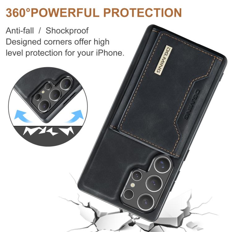 For Samsung Galaxy S25 Ultra 5G DG.MING M2 Series 3-Fold Multi Card Bag + Magnetic Phone Case
