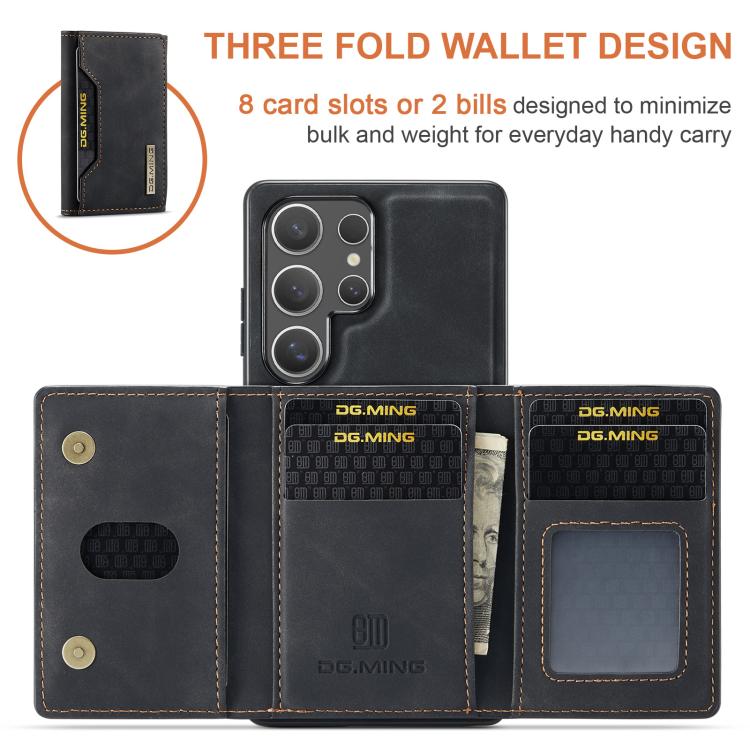 For Samsung Galaxy S25 Ultra 5G DG.MING M2 Series 3-Fold Multi Card Bag + Magnetic Phone Case