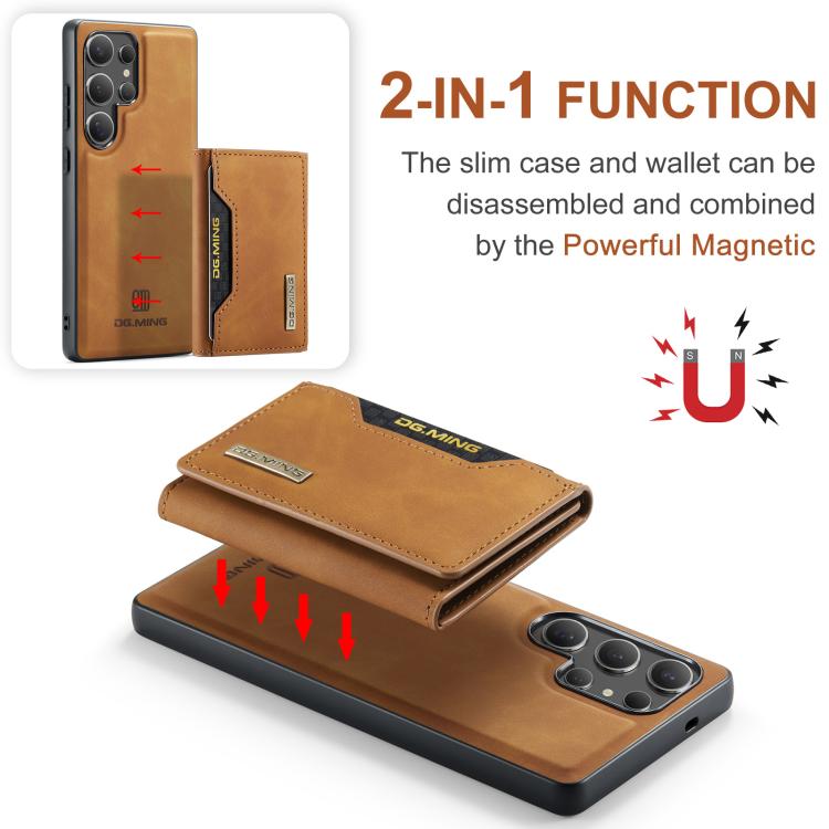 For Samsung Galaxy S25 Ultra 5G DG.MING M2 Series 3-Fold Multi Card Bag + Magnetic Phone Case
