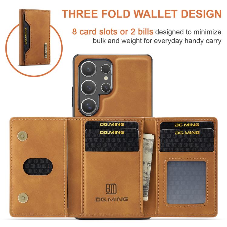 For Samsung Galaxy S25 Ultra 5G DG.MING M2 Series 3-Fold Multi Card Bag + Magnetic Phone Case