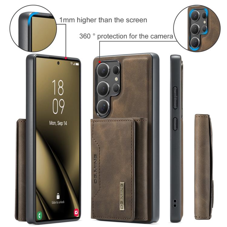 For Samsung Galaxy S25 Ultra 5G DG.MING M2 Series 3-Fold Multi Card Bag + Magnetic Phone Case