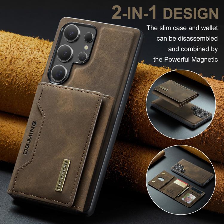 For Samsung Galaxy S25 Ultra 5G DG.MING M2 Series 3-Fold Multi Card Bag + Magnetic Phone Case
