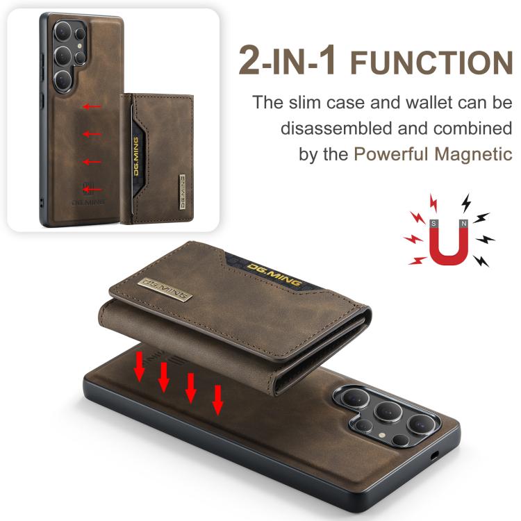 For Samsung Galaxy S25 Ultra 5G DG.MING M2 Series 3-Fold Multi Card Bag + Magnetic Phone Case