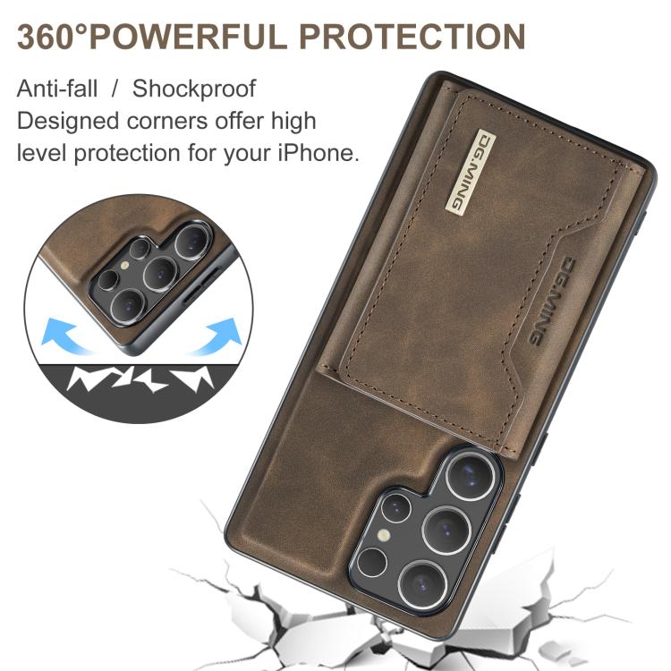 For Samsung Galaxy S25 Ultra 5G DG.MING M2 Series 3-Fold Multi Card Bag + Magnetic Phone Case
