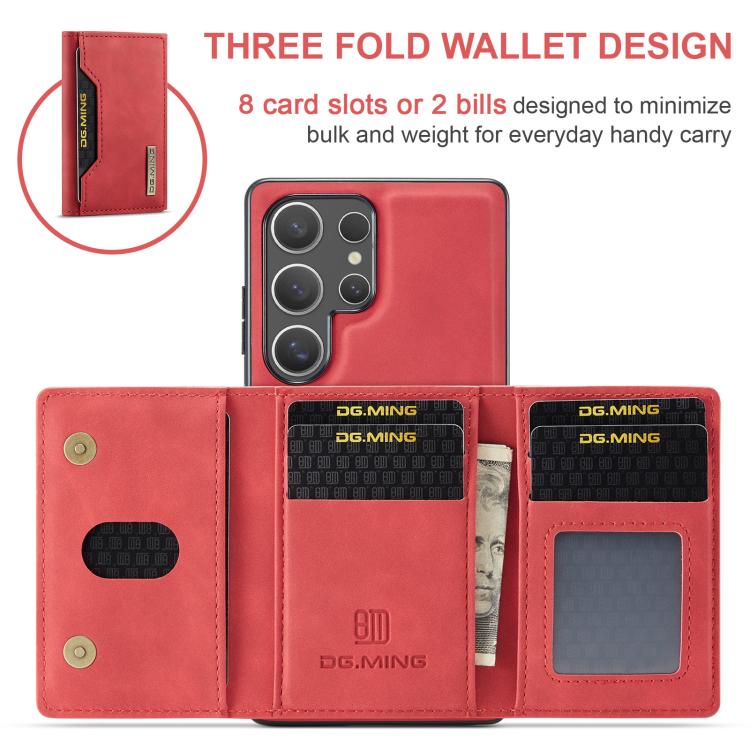 For Samsung Galaxy S25 Ultra 5G DG.MING M2 Series 3-Fold Multi Card Bag + Magnetic Phone Case