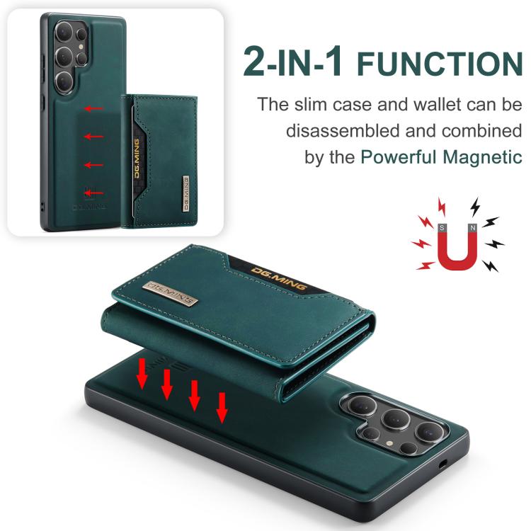 For Samsung Galaxy S25 Ultra 5G DG.MING M2 Series 3-Fold Multi Card Bag + Magnetic Phone Case